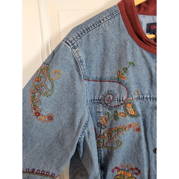 Denim & Co Plus Size Embroidered Denim Jacket Size 1X - Picture 2 of 6